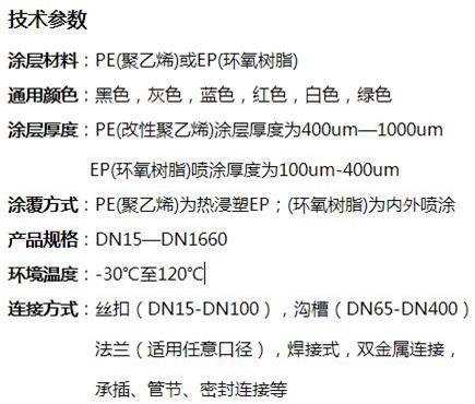 湘西外PE内EP涂塑钢管技术参数